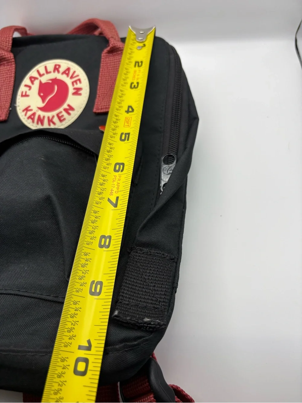 Fjallraven Kanken Mini Backpack Black Red Adjustable Straps & Pockets